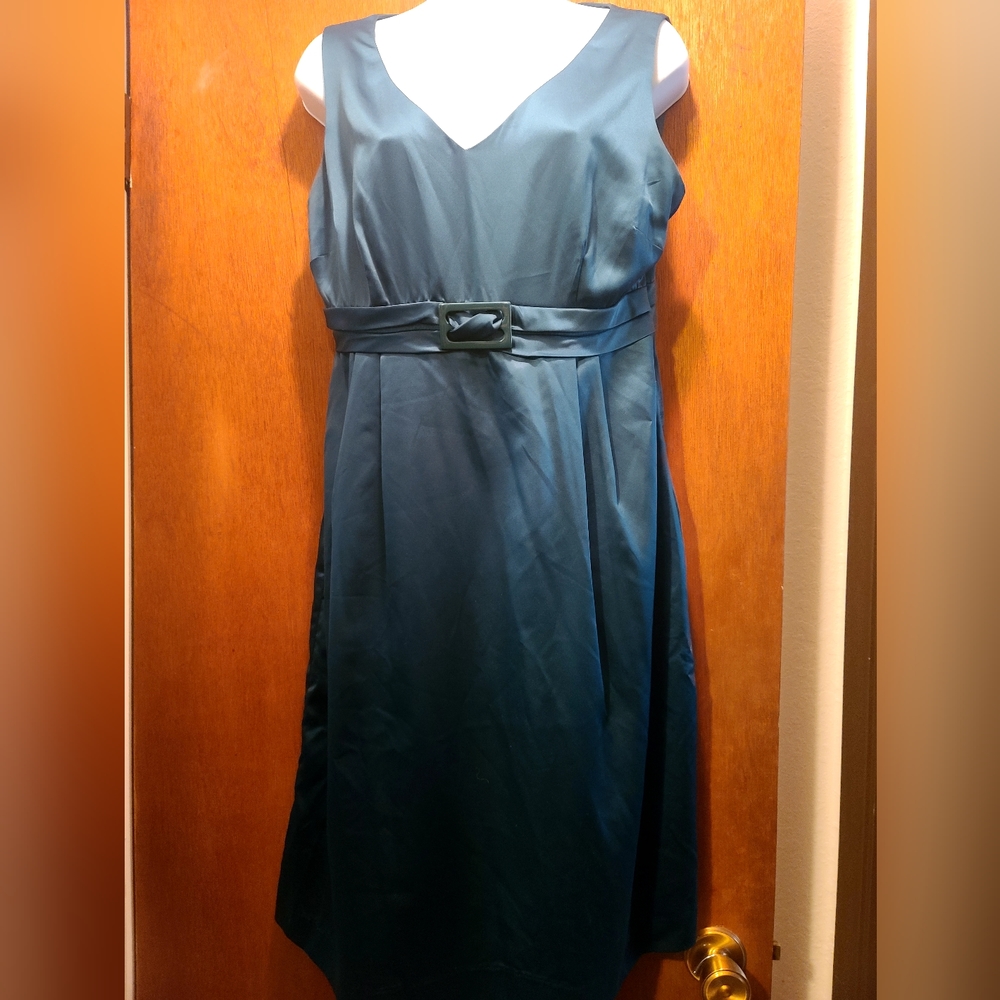 George ME STUNNING Emerald green silky dress sz10 - Picture 4 of 9